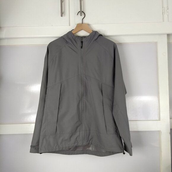 George Grey Hooded Rain Jacket Coat Zippered Adjustable Cuffs Medium Polyester - Picture 1 of 13